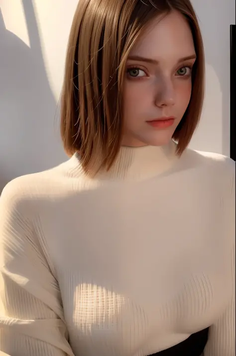 a european and american beauty, photorealistic, white sweater, dynamic lighting, artstation, volumetric lighting, very detailed ...