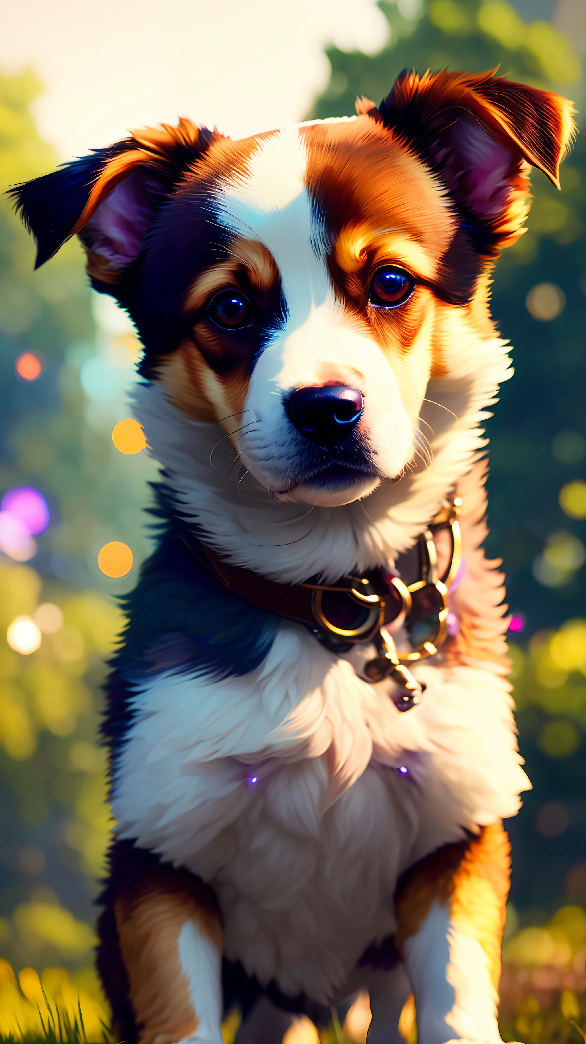 ChromaV5,nvinkpunk,(fond d&#39;écran CG Unity 8k extrêmement détaillé), Une illustration d’un chien mignon,photographie primée, aberration chromatique, détaillé , HDR, floraison, style de Monet, Pissarro, et Sisley ,tendance sur artstation, tendance sur CGSociety, art à mi-parcours