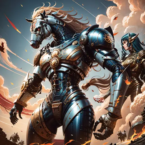 Zodiac horses, anthropomorphic forms, mecha, armored warriors