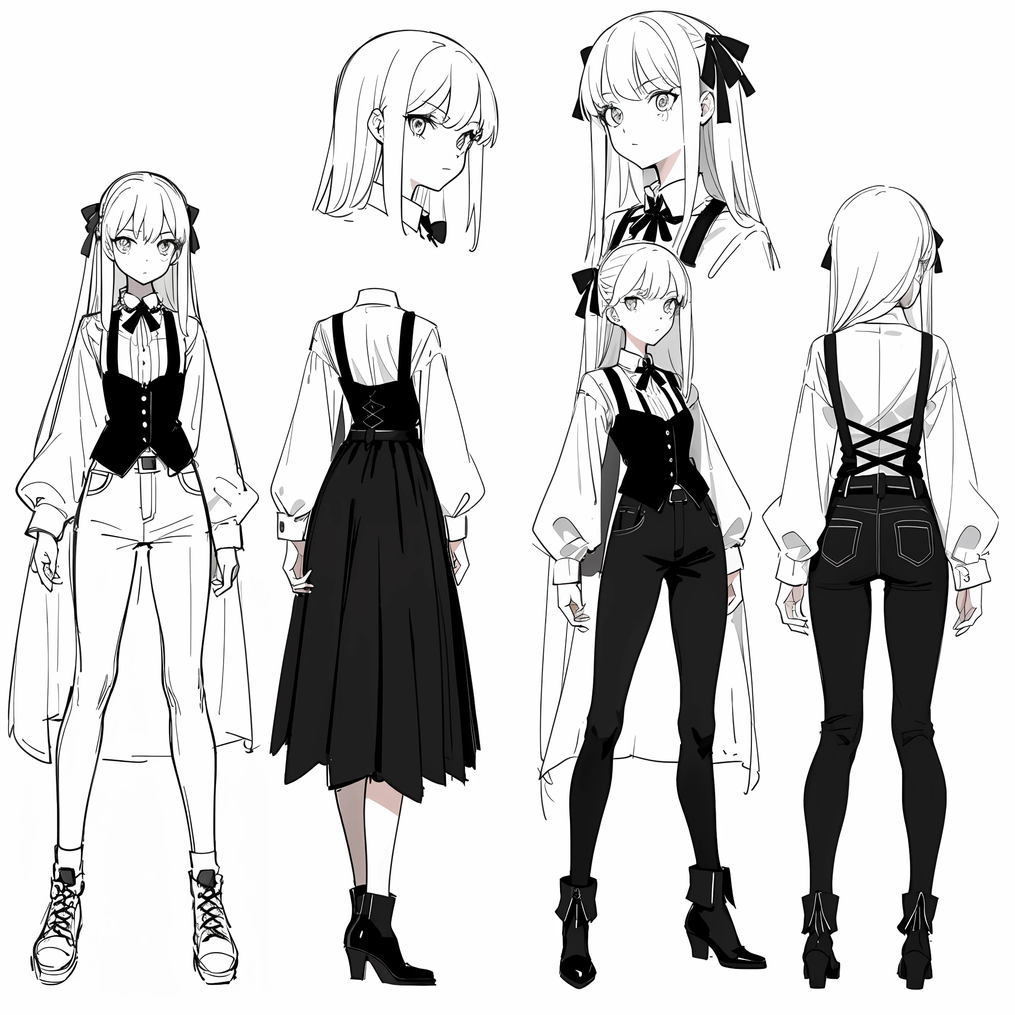 Um grupo de personagens de anime em poses diferentes com roupas diferentes  - SeaArt AI