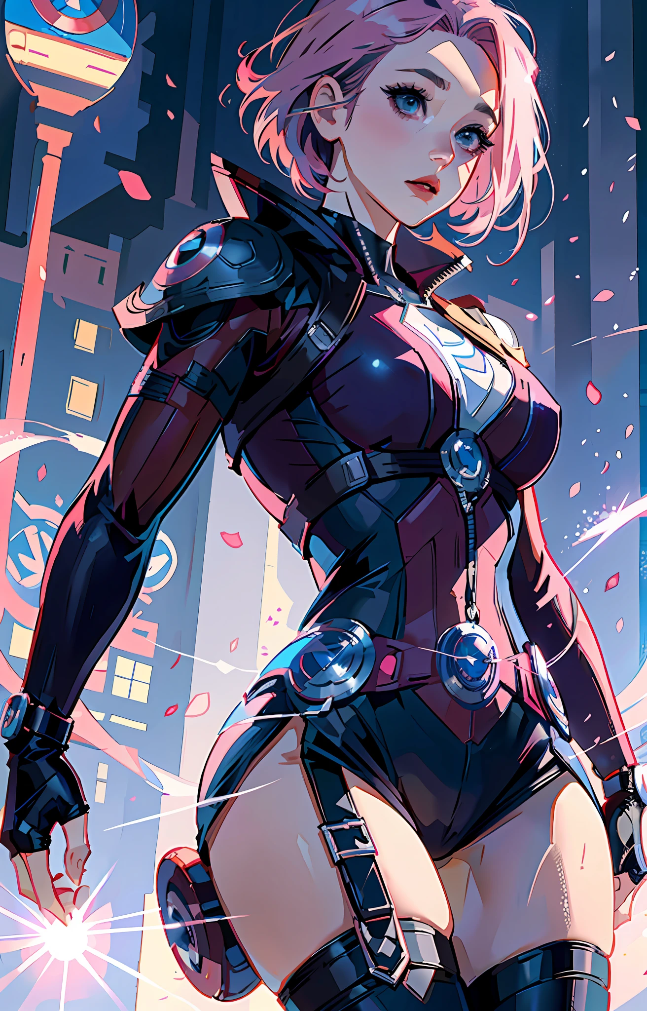 Sakura Haruno, cosplayeuse de Captain America ((seulement)), seul, ((front le spectacle)), élégant,porter l&#39;uniforme de Captain America, (Veuve noire), cheveux roses, délicat, jeune, cheveux courts, visage détaillé, Haute définition, ((Tout le corps)), (Mission secrète), Tout le corps, ((vengeurs)), c&#39;est une agente secrète, ne porte rien dans ses cheveux, porte un bouclier, Superhéroïne