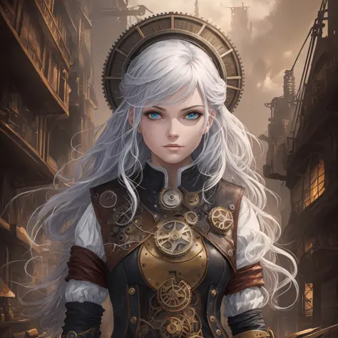 most beautiful and beautiful image in the world (absurdres, highres, ultra detailed), 1woman, mature female, , white hair with w...