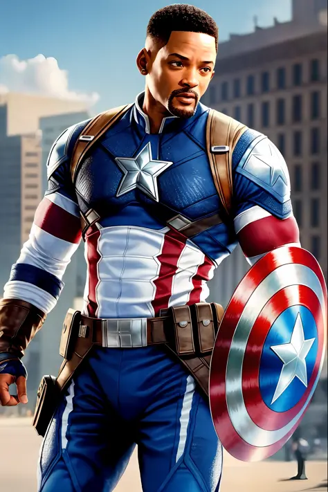 Create a Will Smith Character as Captain America in Super Realistic 8k Real Image --auto --s2