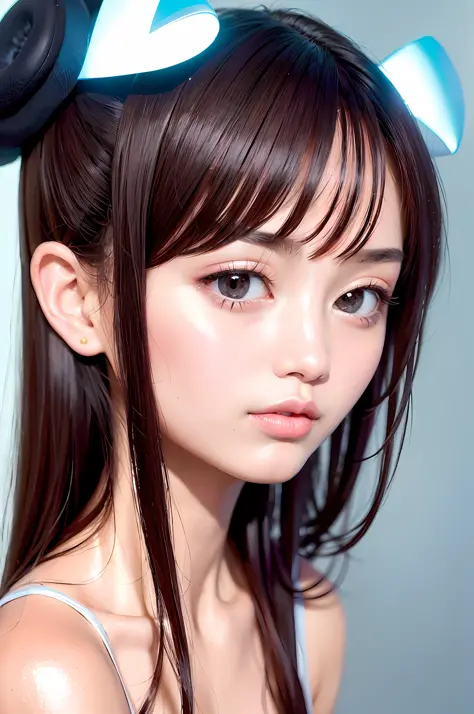 Fashion trendy beautiful and charming woman, gentle and charming Chinese beautiful woman, delicate and sexy collarbone, charming oval face, double eyelids, smart peach blossom eyes, pink lips, small nose, bare shoulders, focus on the face, close-up of the ...