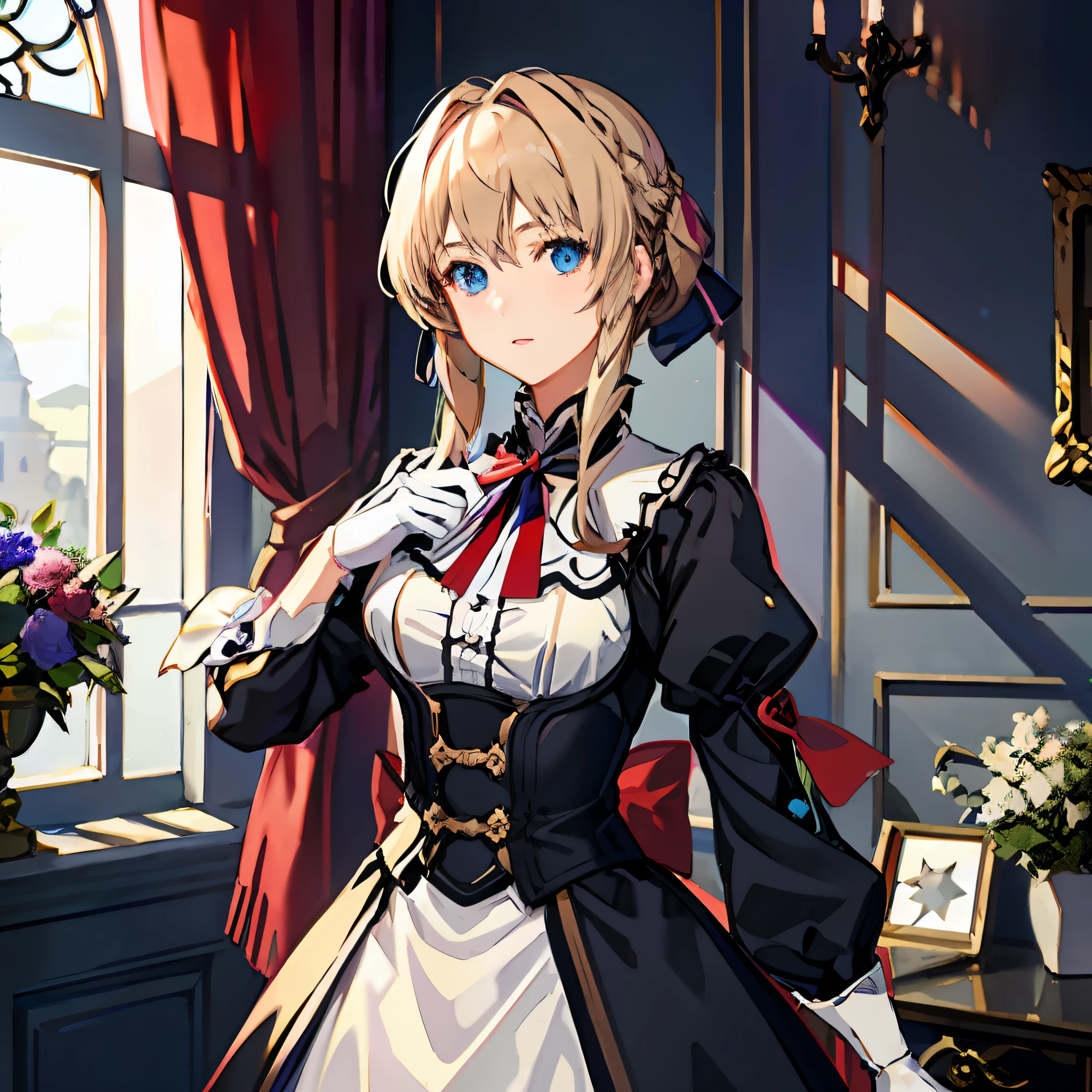 Anime character dressed in a dress and holding a knife（violet evergarden) -  SeaArt AI