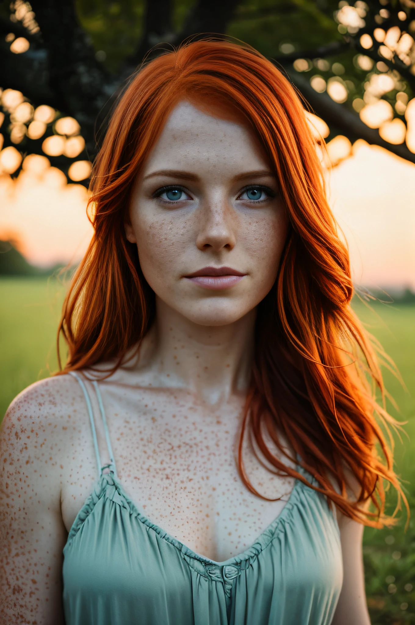 A close up of a woman with red hair and freckles - SeaArt AI