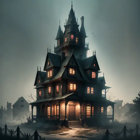 Create an image of a haunted house, with horror game style --auto --s2