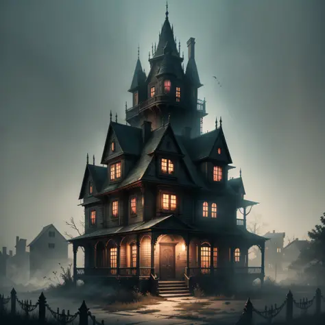 create an image of a haunted house, with horror game style --auto --s2