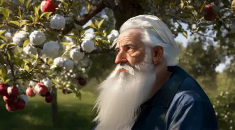 arafed man with long white beard and white beard standing in front of a tree, long white beard, white hair and white beard, long...