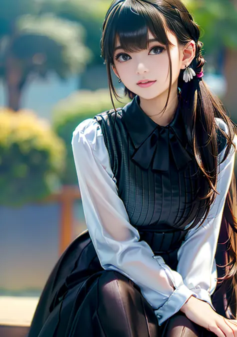 1girl, portrait of lolitagothic, long skirt, black dress, ((best quality)), ((masterpiece)), ((realistic)), (detailed), dim ligh...