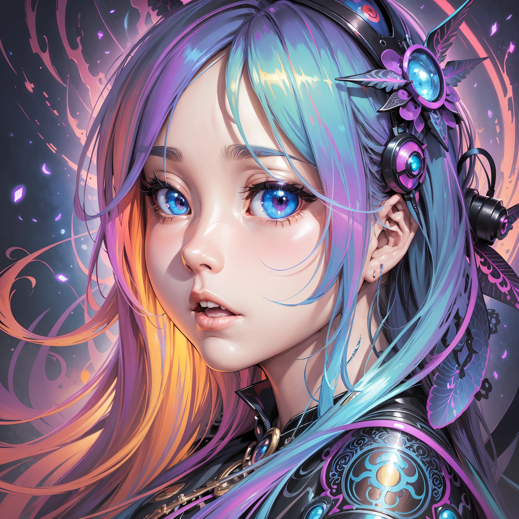 a close up of a AVRIL LAVIGNE with long blonde hair and blue eyes, detailed digital anime art, artgerm on artstation pixiv, digital anime illustration, artgerm. anime illustration, fantasy art style, alphonse mucha and rossdraws, artgerm. high detail, extremely detailed artgerm, anime fantasy illustration, digital anime art, beautiful anime art style, chromic aberration, action packed,light placement art, luminism, maximalism, intricate complex painting matrix, ultra high contrast, detailed busy painting matrix, wide angle lens, bioluminescence, bouncing lighting, intricate reflections, best shadows, best lighting, best postprocessing, artistic filters, ambient occlusion, romanticism