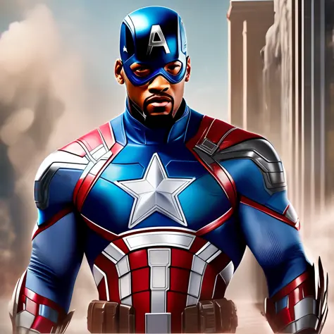 **will smith as superhero,captain america, captain america armor, super realistic, 8k, movi, civil war  - Image #1 < --auto --s2