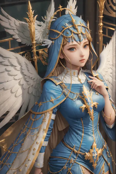 hll, ((best quality)), ((masterpiece)), (highly detailed:1.3),3d blessedtech holy cyber nun wearing blessed angel armor with aur...