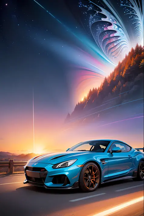 (masterpiece, superior quality, best quality, official art, beautiful and aesthetic:1.2), (1blue sports car), extremely detailed details, (fractal art:1.3), colorful, more detailed, HDR, stunning visuals, (dynamic streaks, light tracks:1.2), vibrant colors...