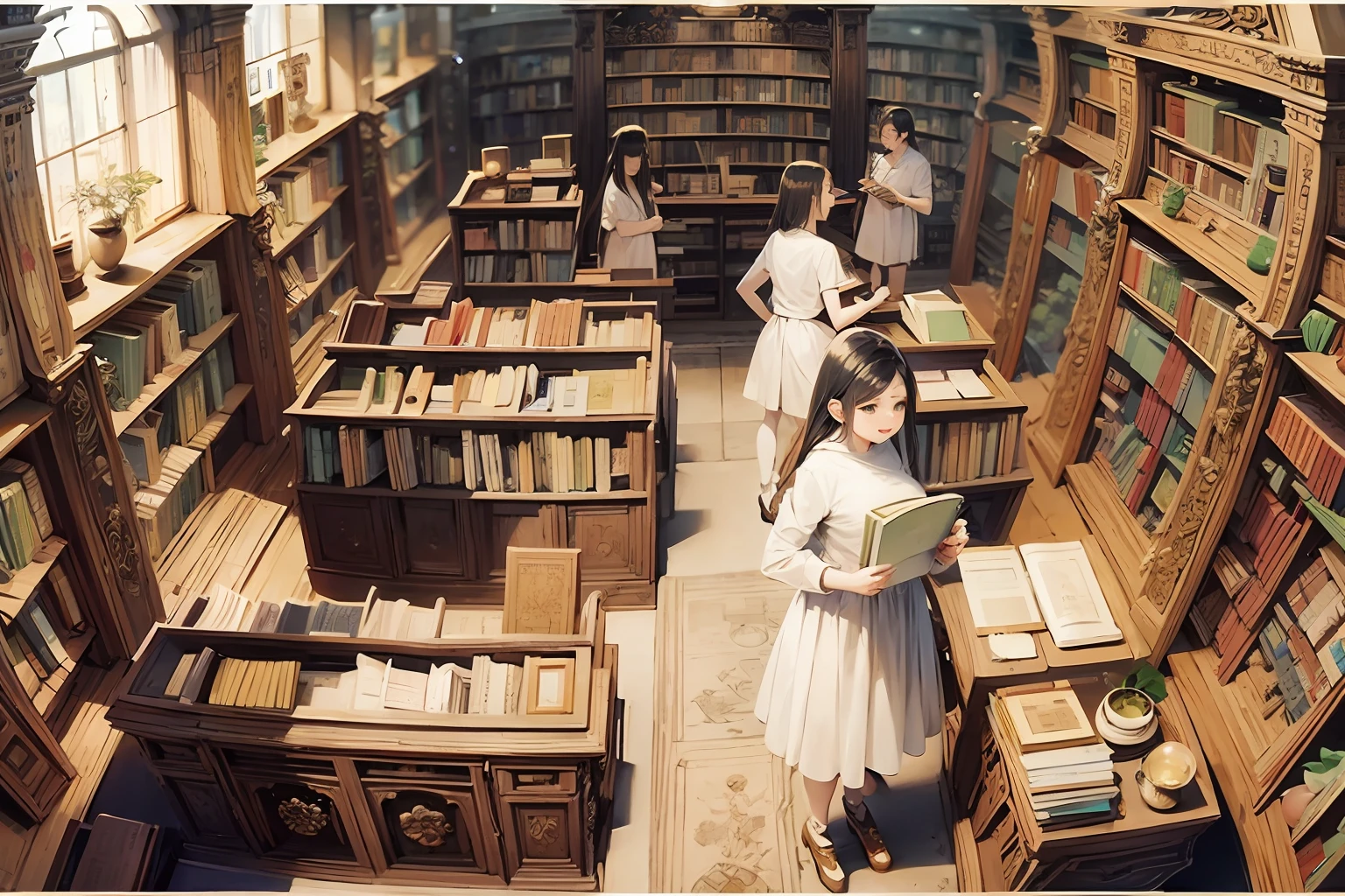 happy people in a bookstore buying books --auto --s2