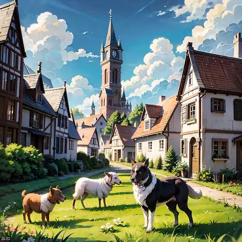 image of a belgian rural setting, with pastures and sheep, representing the origin of the malinois as a herding dog. --auto --s2