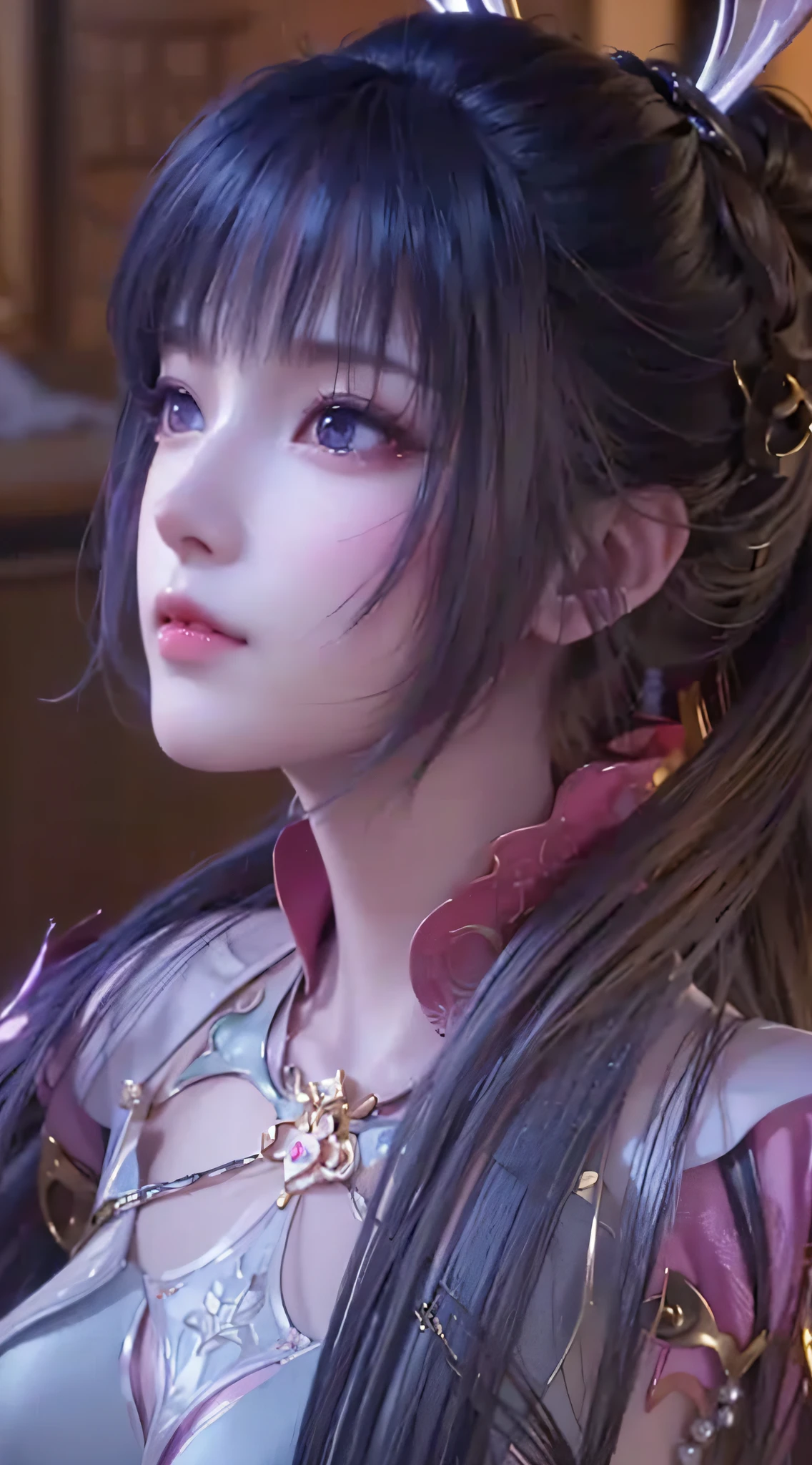 a close up of a woman with a very long hair, 3 d anime realistic, sakimi chan, beautiful character painting, xianxia fantasy, by Yang J, game cg, smooth anime cg art, inspired by Li Mei-shu, close up of a young anime girl, hyper realistic anime, ((a beautiful fantasy empress)), zhongli from genshin impact