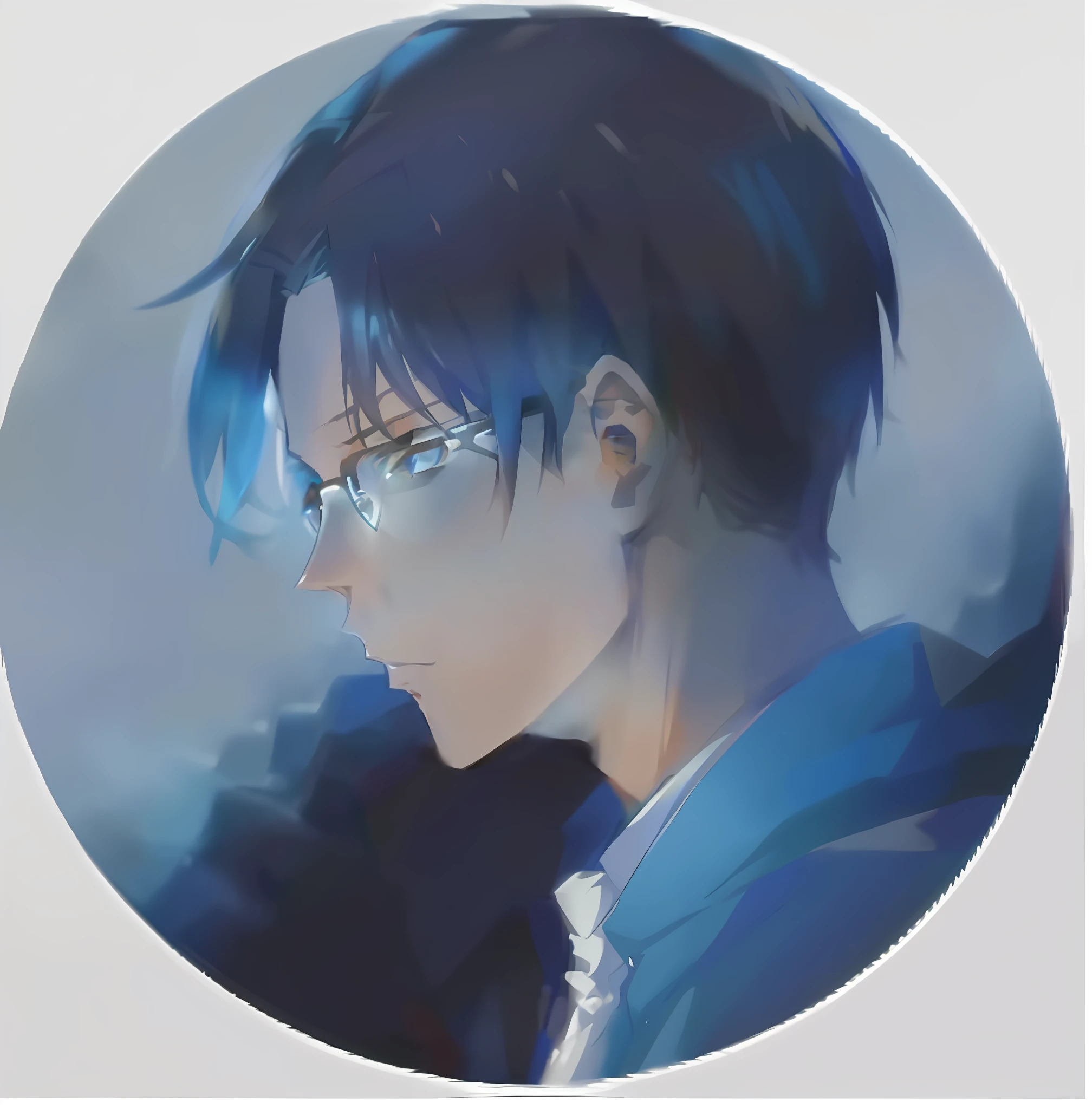 arafed picture of a man with blue hair and glasses, levi ackerman, portrait of eren yeager, male anime character, eren yeager, ( ( ( yoshinari yoh ) ) ), handsome guy in demon slayer art, inspired by Bian Shoumin, male anime style, high quality fanart, inspired by Kun Can, romanticism lain, snk