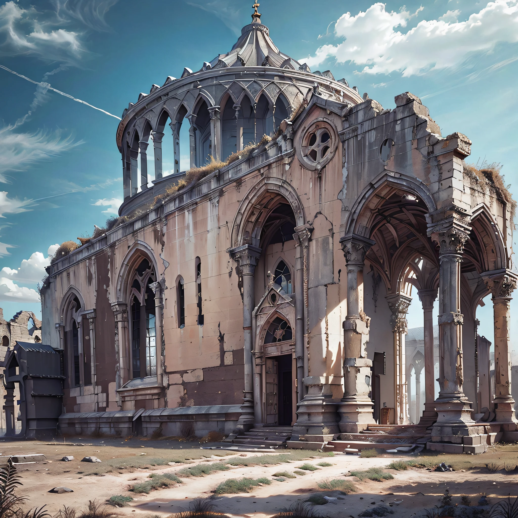 Las ruinas de una gran iglesia, Estilo bizantino, Baroque --auto --s2