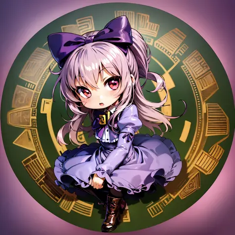 (masterpiece)), best quality, ((((chibi anime)))), 1girl,  ((((no background)))), 31tandefault, purple ribbon, purple bowtie, st...