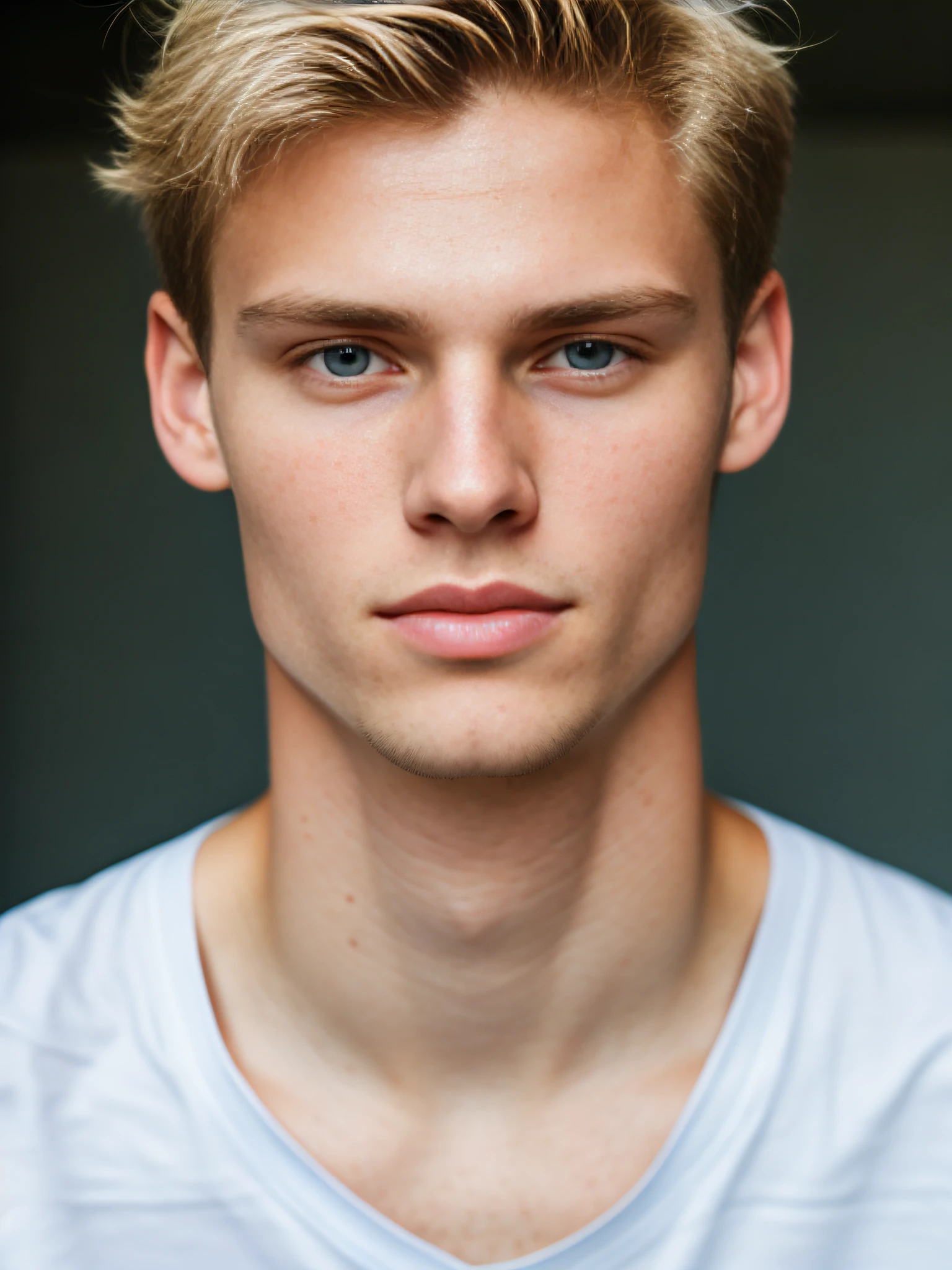 A close up of a young man with a white shirt and a blue shirt - SeaArt AI