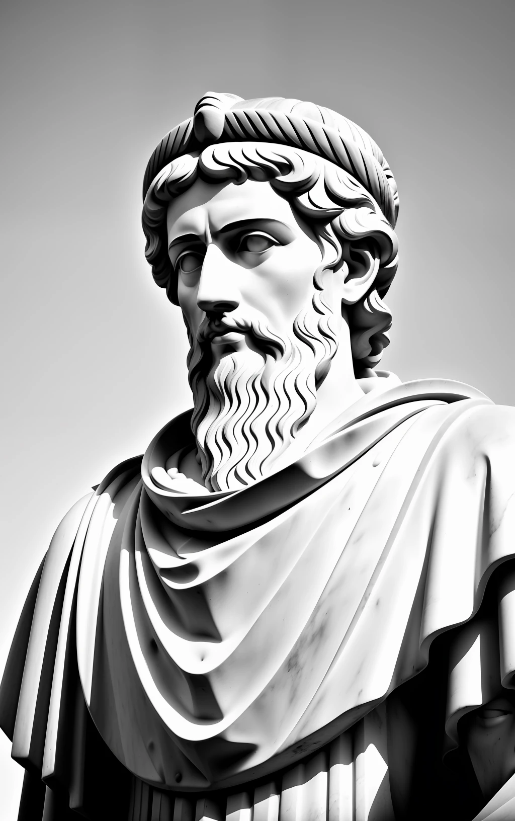 Marcus Aurelius potrait in back and white in16:9 ratio