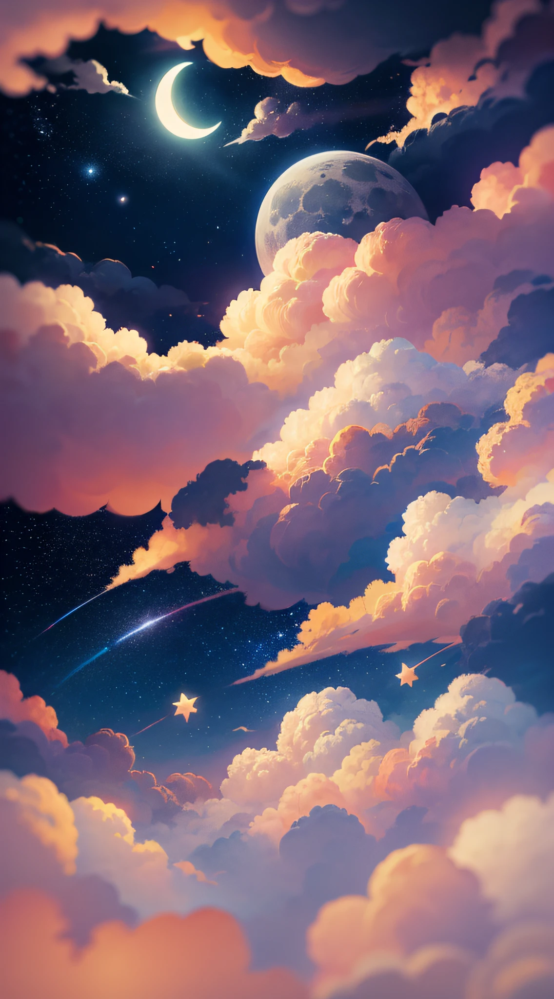 قمر, النجوم, الغيوم --تلقائي --s2