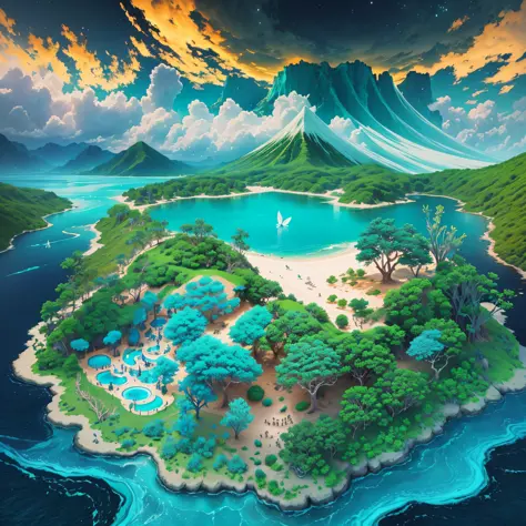 On the vast sea, a mysterious and magnificent virtual continent emerges. Known as the "Land of Splendor", this continent is home to breathtaking natural landscapes and a rich and diverse culture.

First of all, the center of the continent is a majestic mou...