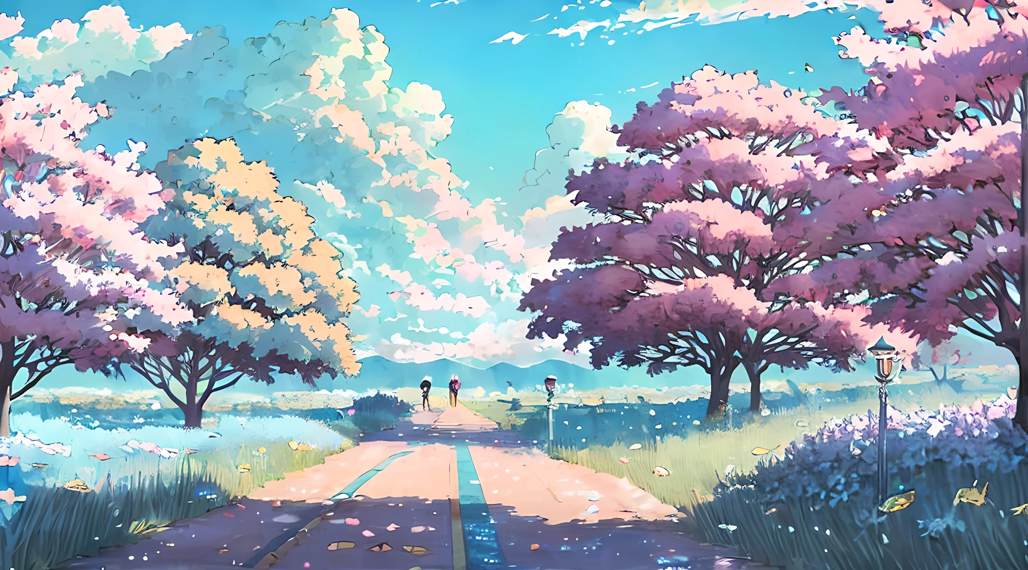 (melhor qualidade),(Obra de arte),(ultra detalhado),(altamente detalhado),(extremamente detalhado),Cenários de clima de anime sonhadores em cores pastel