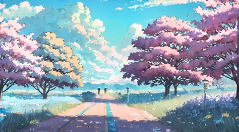 (Best quality),(masterpiece),(ultra detailed),(high detailed),(extremely detailed),Dreamy Anime Weather Sceneries of Pastel Colo...