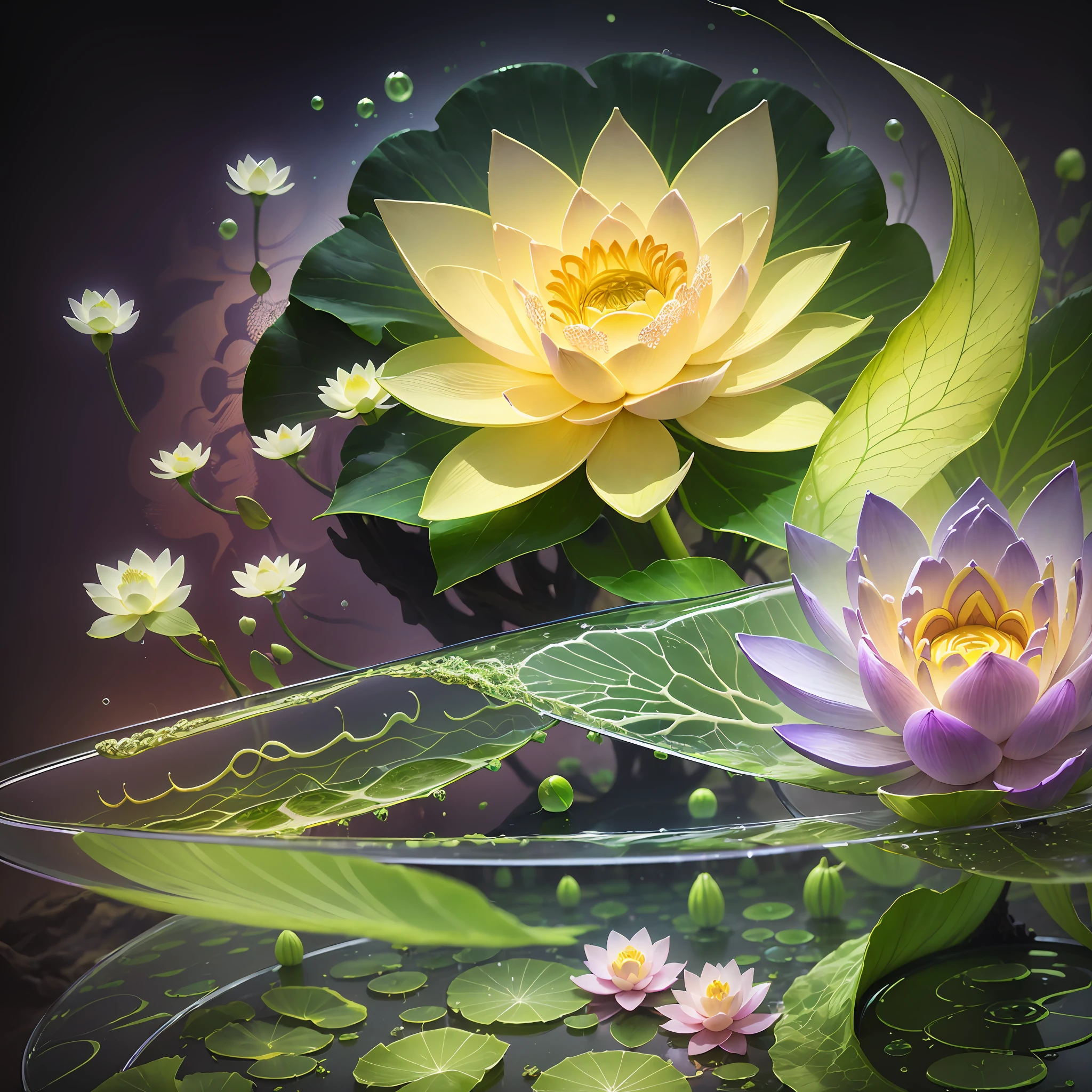 There Are Two Water Lilies In A Pond With Leaves Seaart Ai