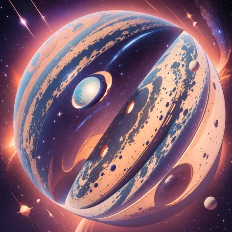 Artist's representation of Planet X highlighted, with mysterious and intriguing colors. It can show the planet partially hidden in the shadows, conveying a sense of mystery and curiosity. Add glittering stars to the background to create a space atmosphere....