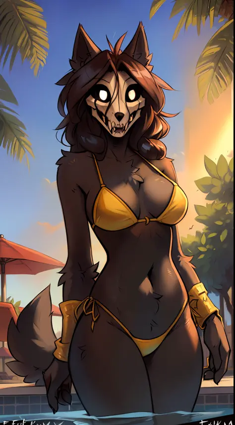uploaded on e621, (((by fluff-kevlar, by Zackary911, by Kenket, by Kilinah, by fluff-kevlar))), solo female (((scp-1471))), wear (((golden wristband and jewelry and golden bikini))), (detailed wolf scp-1471), (detailed lighting),(detailed fur), (detailed b...