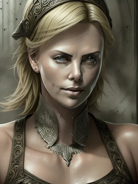 charlize theron, epic realistic, (dark shot:1.22), neutral colors, (hdr:1.4), (muted colors:1.4), (intricate), (artstation:1.2),...