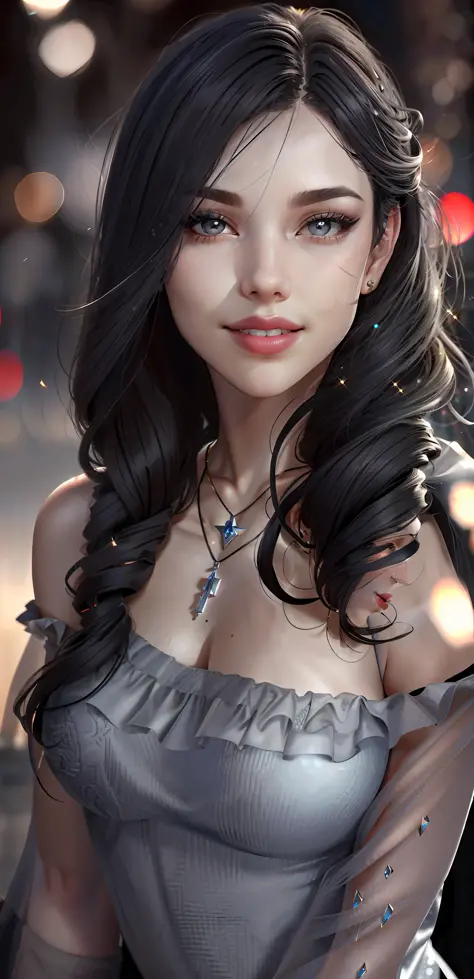 Best quality, masterpiece, high_res, girl, hair decoration, necklace, jewelry, beautiful detailed face, gray eyes, red full lips...