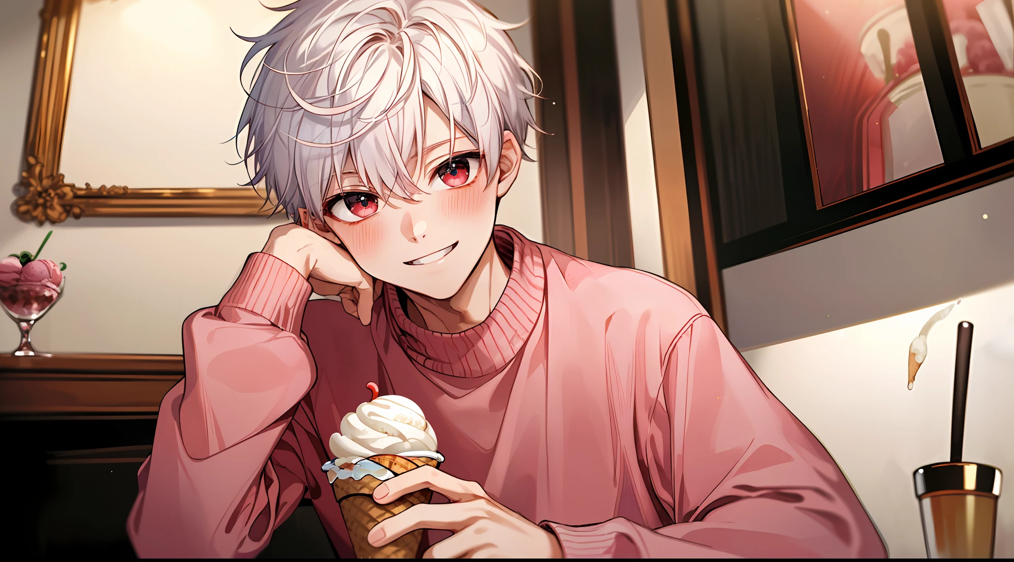 Anime image of a man with a cupcake in his hand - SeaArt AI