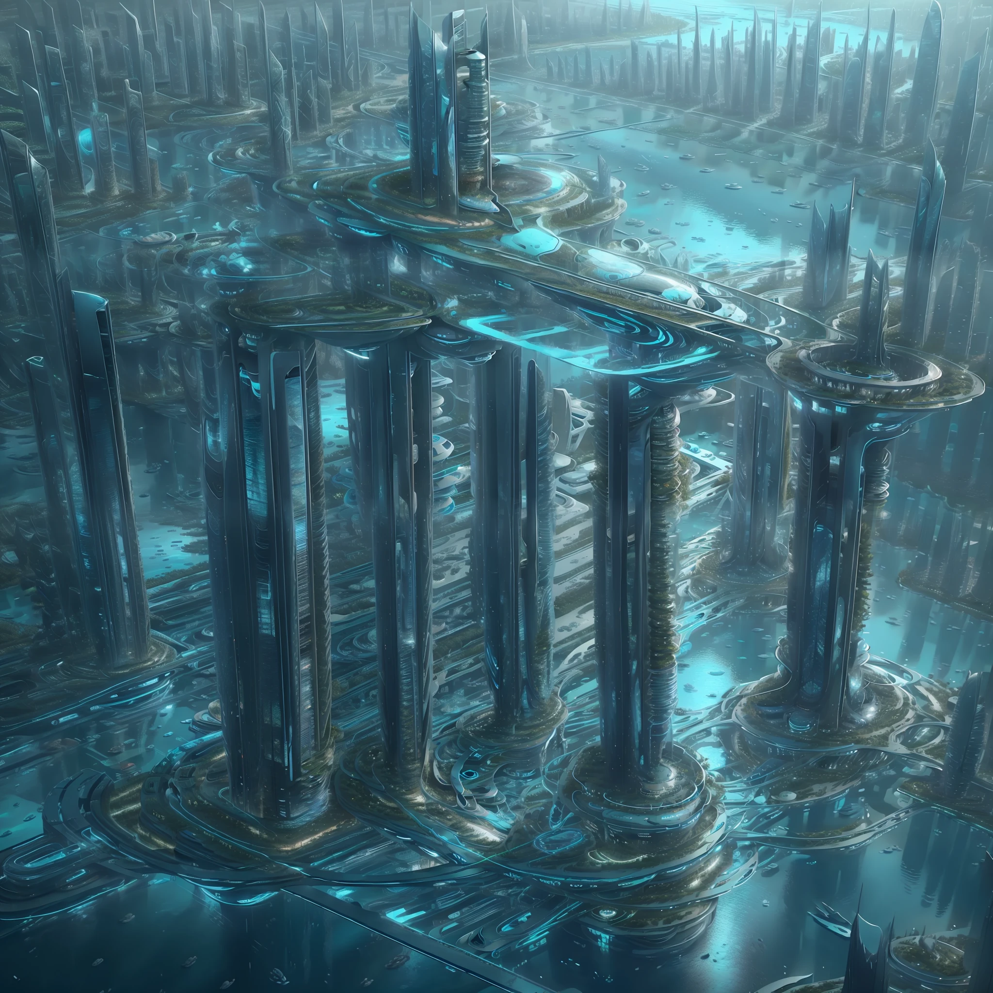 modern futuristic design large underwater city, futuristic underwater cityscape, a artificial waterfall and a pond with colorful flowers in the middle, nature meets underwater architecture, built inside ocean, realistic beehive architecture, organic underwater architecture, very close to real nature, breathtaking render,city with underwater forest , advanced civilization technology,stunning architecture, luxury architecture, realistic fantasy render, by Zha Shibiao, epic and stunning, architectural visualization, epic architecture, concept art. 8 k