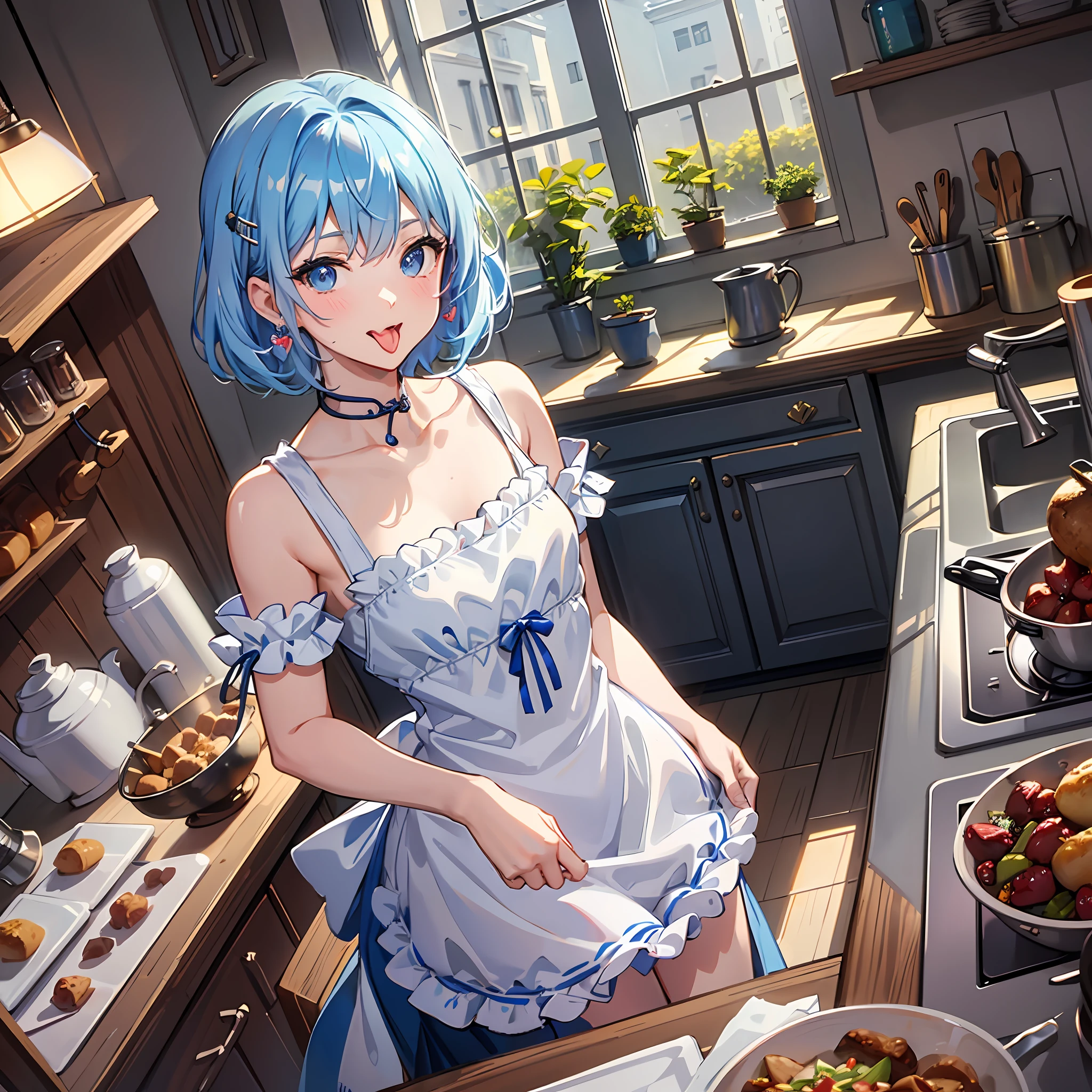 Anime girl in a kitchen with a plate of food and a window - SeaArt AI