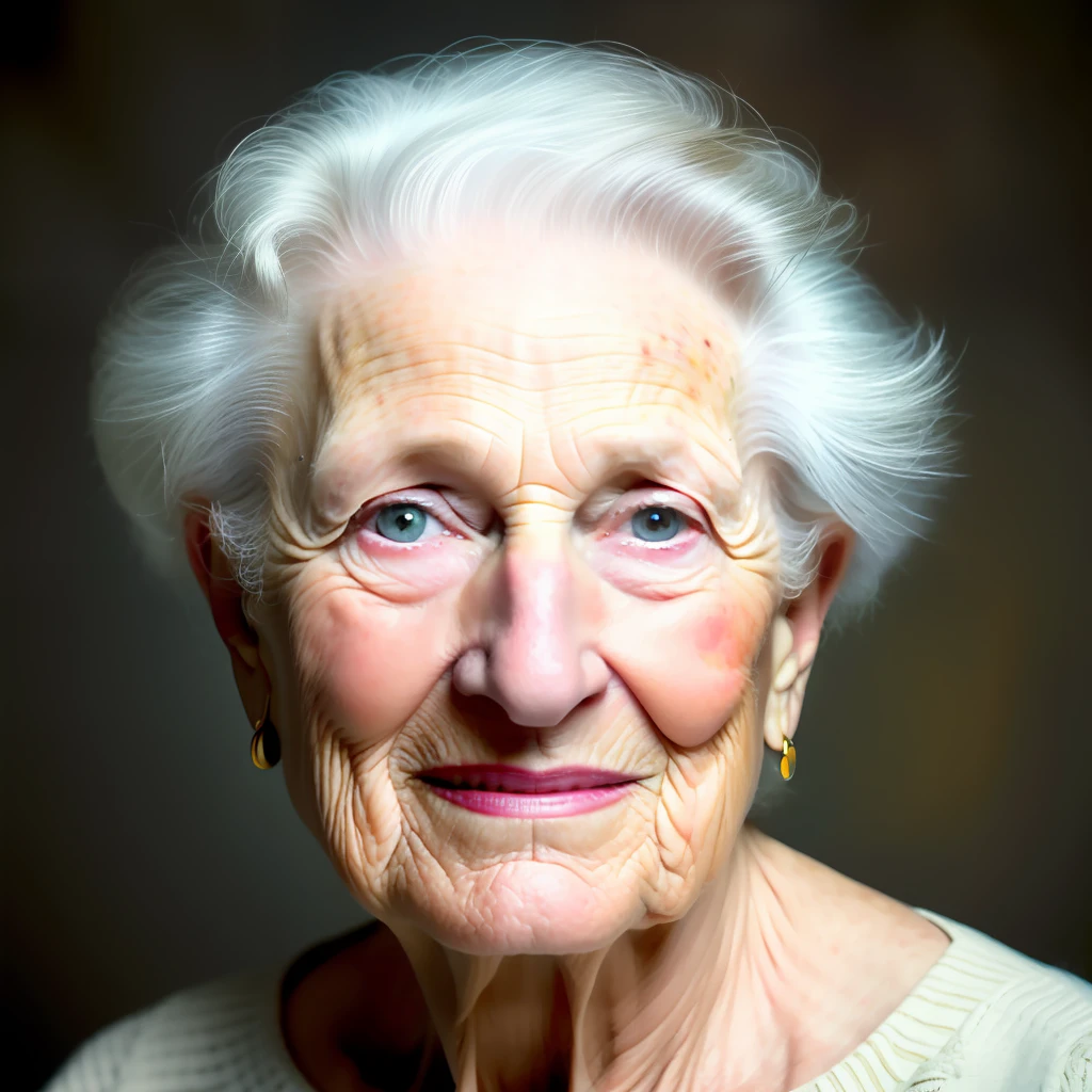 An older woman with white hair and a smile on her face - SeaArt AI