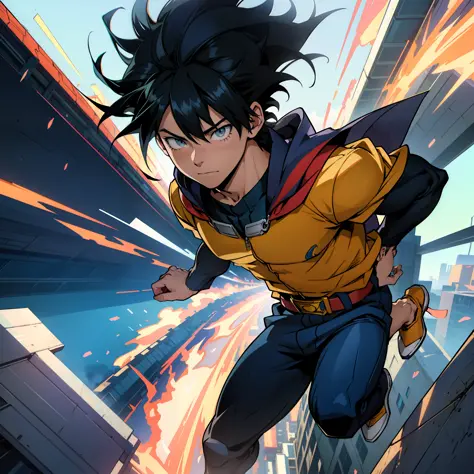 anime - style photo of a young man in a jacket, izuku midoriya, trigger anime artstyle, high quality anime artstyle, badass anim...