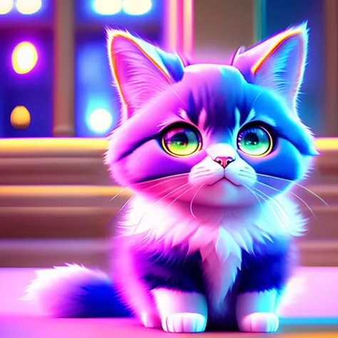 high quality 3 d render hyperrealist very cute fluffy!  cat  with , vray smooth, in the style of detective pikachu, hannah yata charlie immer, dramatic white light, low angle, uhd 8 k, sharp focus,full body shot