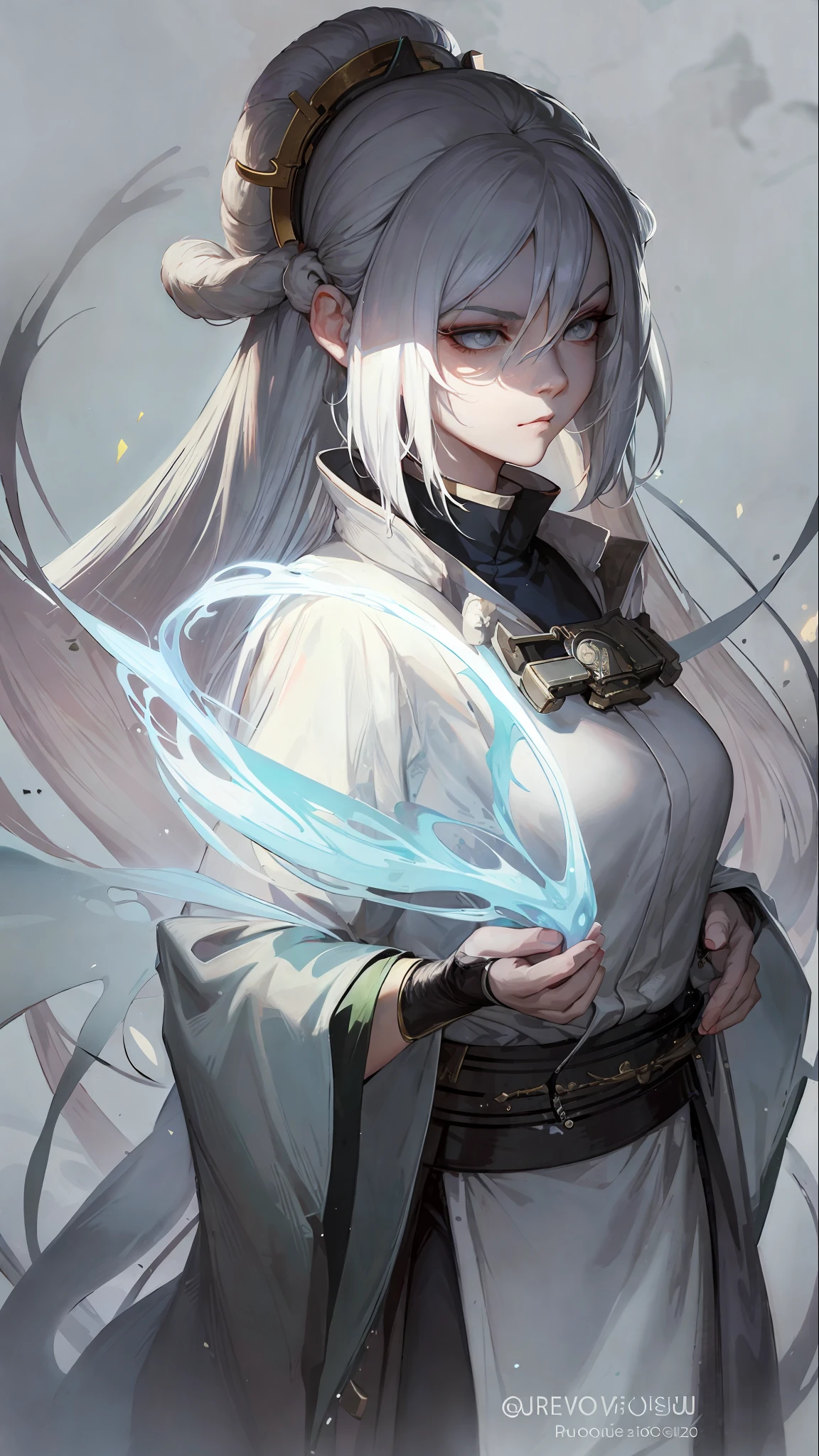 a close up of a woman with white hair and a white mask, beautiful character painting, guweiz, artwork in the style of guweiz, white haired deity, by Yang J, epic exquisite character art, stunning character art, by Fan Qi, by Wuzhun Shifan, guweiz on pixiv artstation