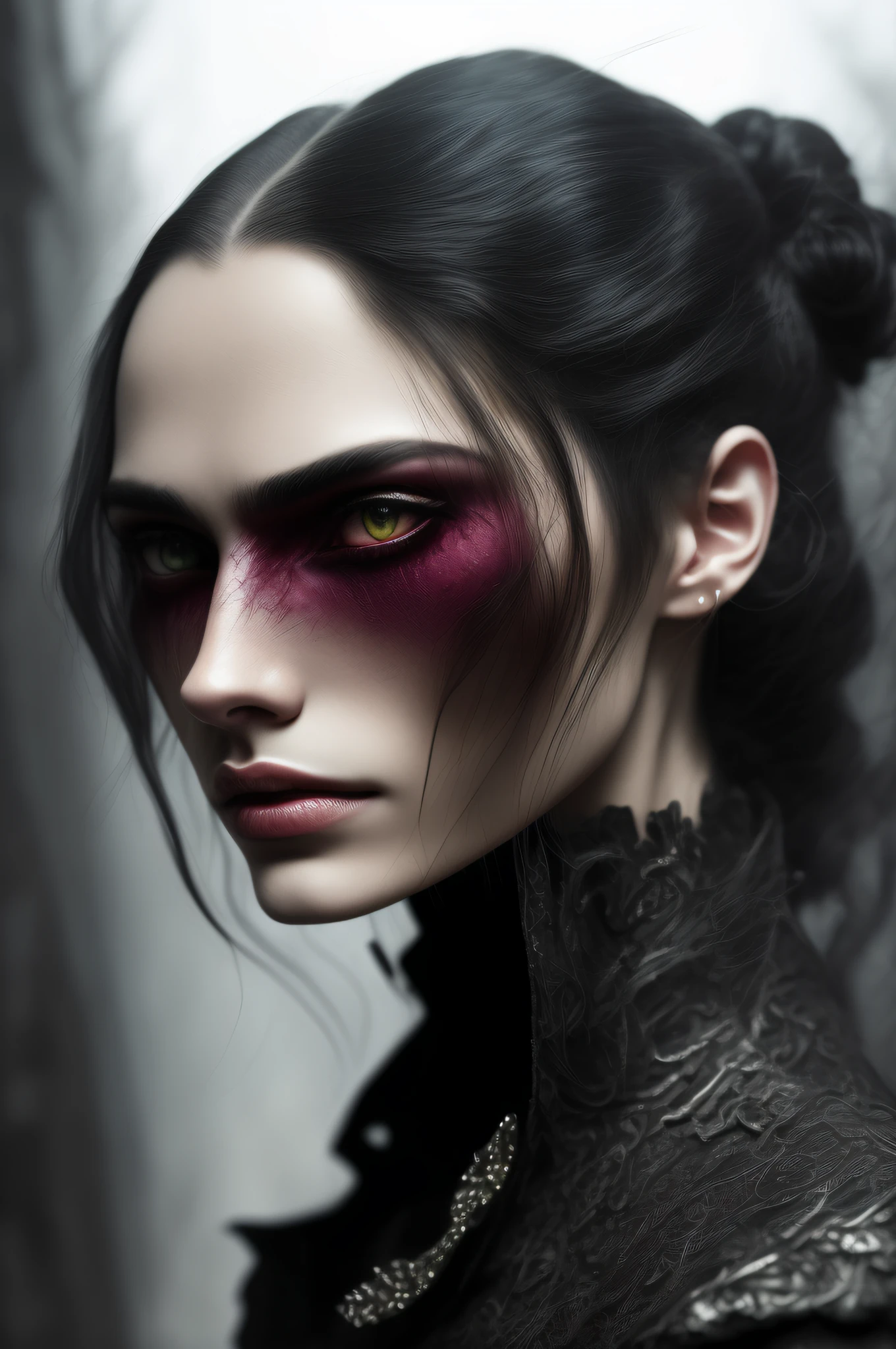 Detailed Ghotic Medieval portrait of vampyre cyberpunk style, (blood ...