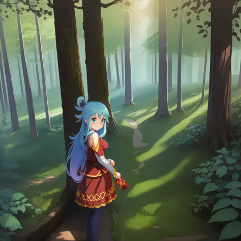 Aqua, Megumin wallpaper in Forest