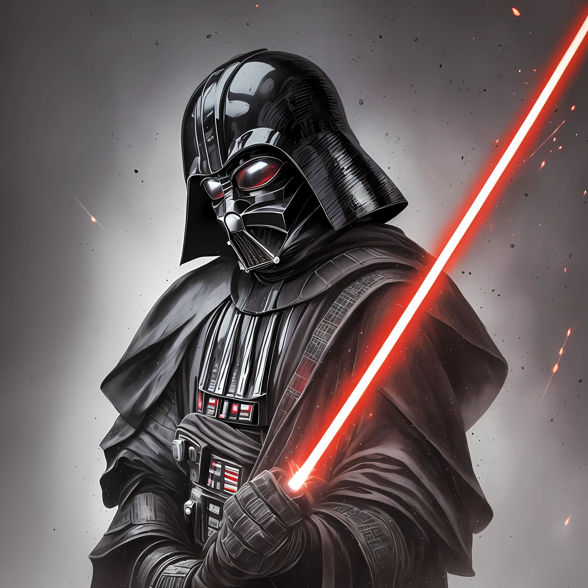 Darth vader with a red light saber in his hand - SeaArt AI