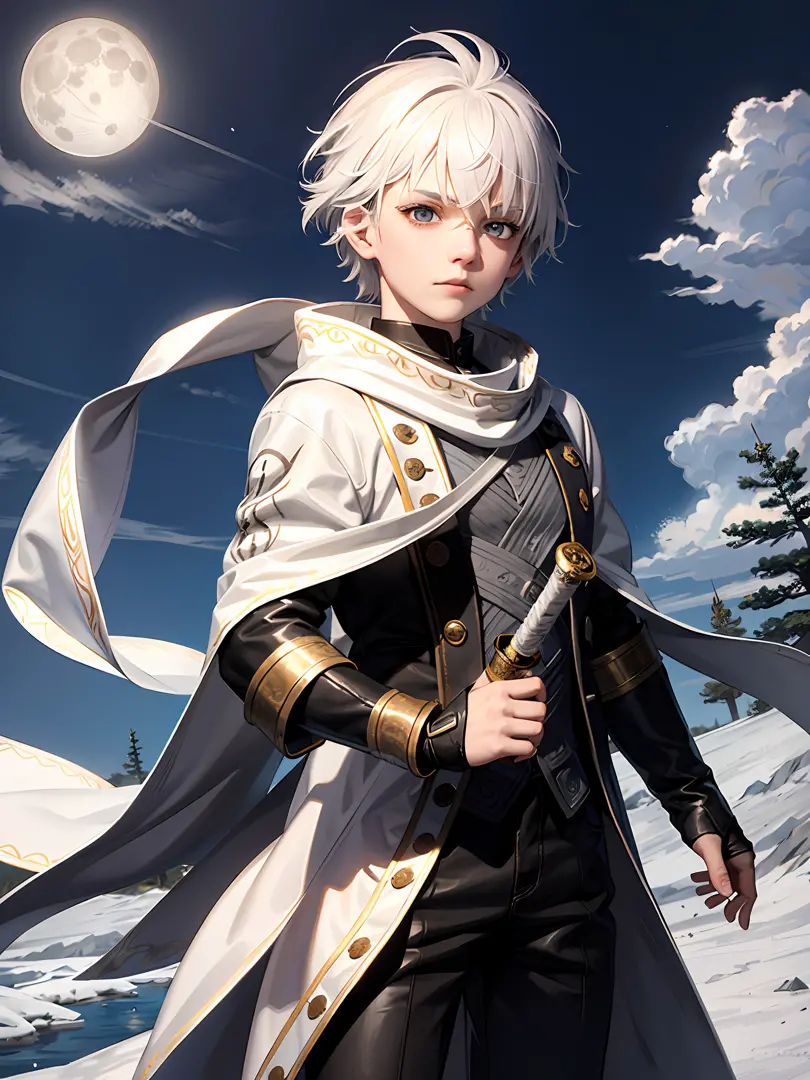 An 8-year-old boy with white hair and silver eyes, known for having great combat skills with ice magic. He wears white clothes l...