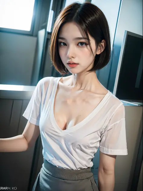 Woman with beautiful perfect face at 19 years old, big breasts, beautiful  pose, Cyberpunk, open cotton dress - SeaArt AI