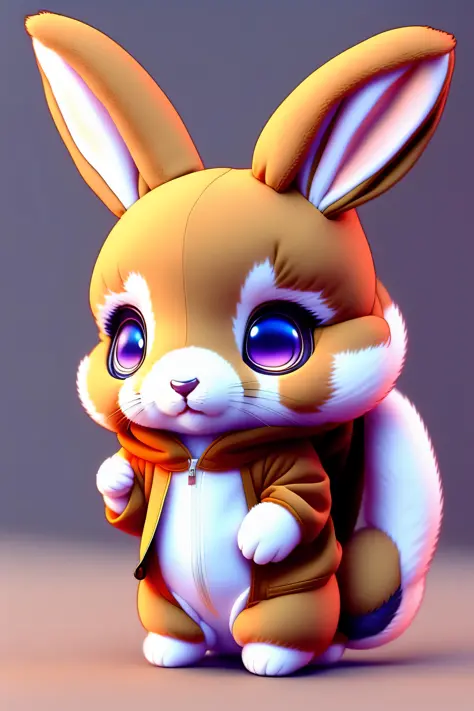 Cute and adorable cartoon anthropomorphic rabbit in delivery suit an anime nendoroid , fantasy, ears, dreamlike, surrealism, super cute, trending on artstation, furry, fur