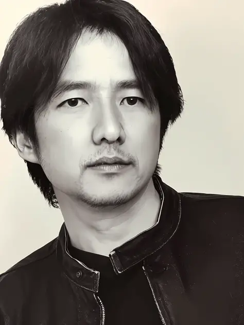 arafed black and white photo of a man with a tie, kaoru mori, tomohiro shimoguchi, kousuke oono, ((tatsuro yamashita)), araki, s...