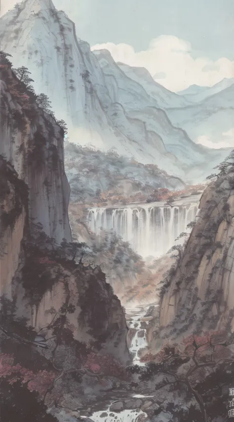 China splashes ink landscapes, majestic, mountains, waterfalls, forests ...